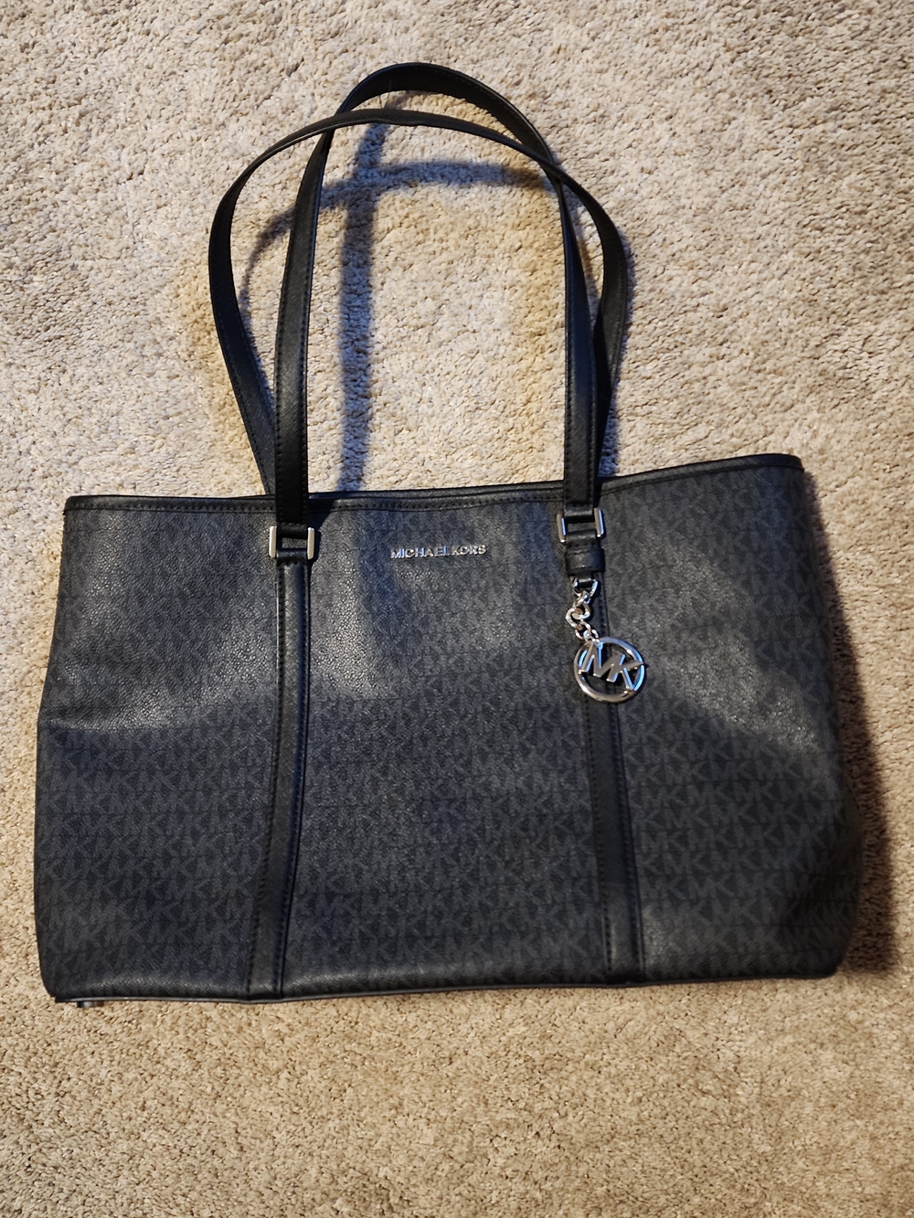 Michael Kors Black Signature Tote with MK Charm